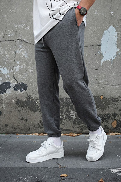 INFLUYENTE Men's Regular Sweatpants with Elastic Cuffs, 3 Thread Count, Ribbe...