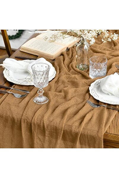 GENERAL Artoide Mod Red Gauze Fabric Table Runner Boho Style Wedding Party Ta...