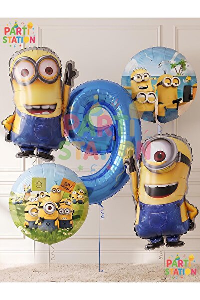 Parti Station Minions Balloon Set 5 Pieces 9 Years Old Minion Kevin and Minio...
