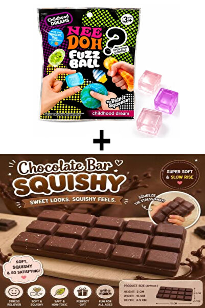 Pofika Needoh Squishy Süpriz Paket Mini 3'lü 1 Adet+Butter Cikolata 2'li Pake...