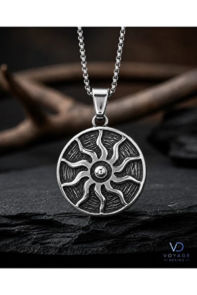 voyageaccessory Stainless Steel Double Sided Sun Symbol Pendant