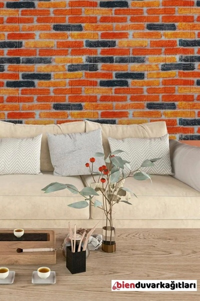 Bien Home 70x77 Cm Ölçülerinde Çok Renkli 3d Kendinden Yapışkanlı Renkli Tuğl...