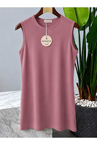 NOVALYN SHOP NOVALYN Kadın Kolsuz Basic Tişört Sıfır Kol Penye Bluz Atlet Mod...