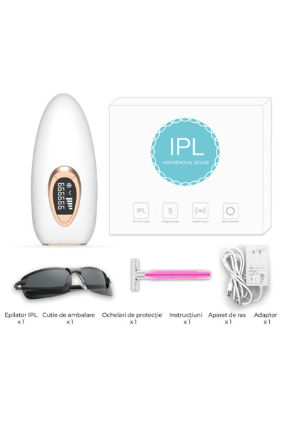 OEM Epilator IPL cu cristal safir, Freezing Point, nedureros, 480-1600nm, corp integral
