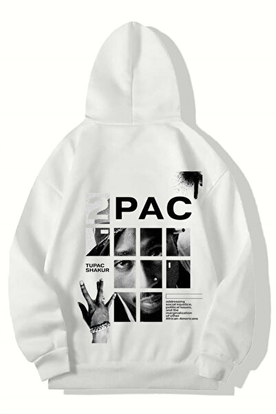 BRZ COLLECTION Unisex Oversize 2Pac Hoodie (White)
