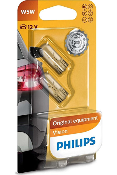 Philips Λάμπες Αυτοκινήτου Standard Vision W2.1X9.5D / W5W 12V 5W 2 τεμάχια (...