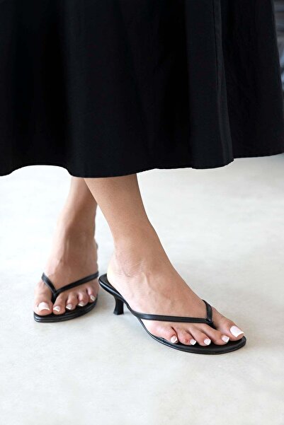 STRASWANS Sonya Women's Heeled Leather Sandals Black
