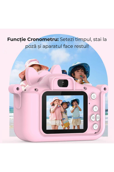 OEM Aparat Foto Digital pentru Copii, Model Catelus, 100% Digital, Ecran IPS 2.0 inch, Full HD 1080P, Camera Dubla Selfie, Filtre si Jocuri, Husa Silicon, Galben