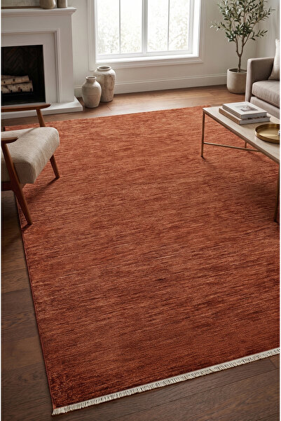 Colore Home Retro Turuncu Etnik Desen Vintage Dokuma Salon Halısı