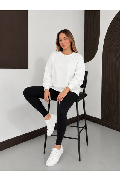 ESADE Women's Crew Neck Comfortable Wool Blend 2Nd Product 1 Tl White Sweatshirt