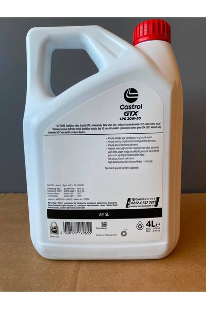 CASTROL GTX 20W-50 LPG Uyumlu 4 Litre Sentetik Motor Yağı Taze Üretim (07/2026 Üretim)