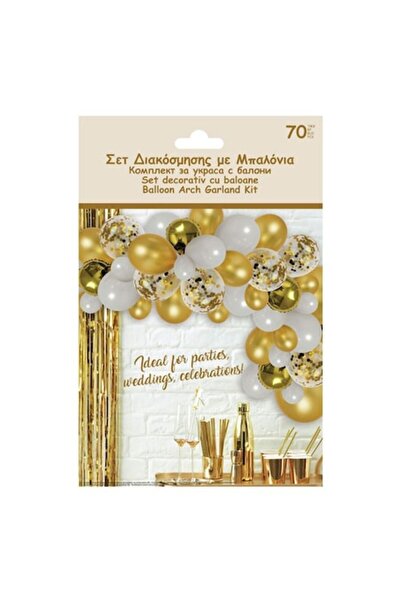 YUPY ®   Set pentru aranjament baloane arcadă, alb, auriu, 70 piese