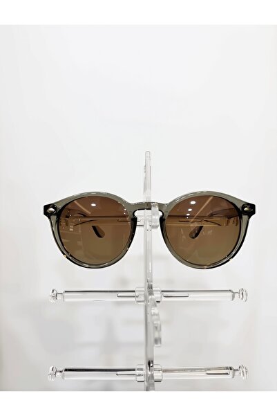 Benx Sunglasses Unisex Şeffaf Antrasit Gri Çerçeveli Kahverengi Camlı Yuvarla...