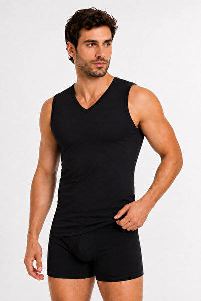 Quatarze Yildiz Çamaşir 3-Pack Men's Premium Modal V-Neck Zero Sleeve Undershirt