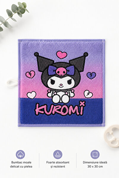 kuromi Βαμβακερή Παιδική Πετσέτα, 30x30 εκ., Μαλακή και Απορροφητική, Πολύχρω...