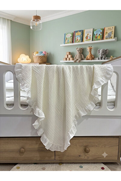 pempem bandana Ekru Renk 4 Katlı Müslin Bebek Battaniyesi %100 Pamuk, Bebek Hediyelik, Çok Amaçlı örtü, Kundak 100x100cm
