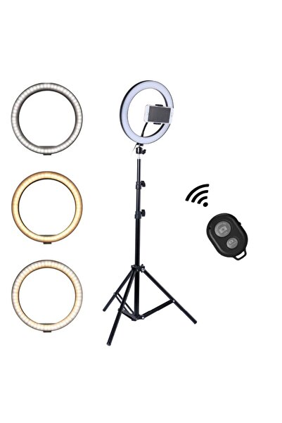 Teno ®   22-инчова бяла LED ринг лампа със статив, дистанционно управление, 3...