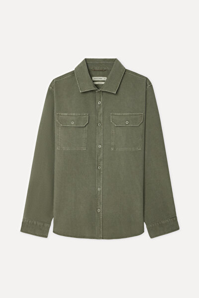 Mudo Men's Khaki Comfort Fit Double Pocket Long Sleeve Shirt