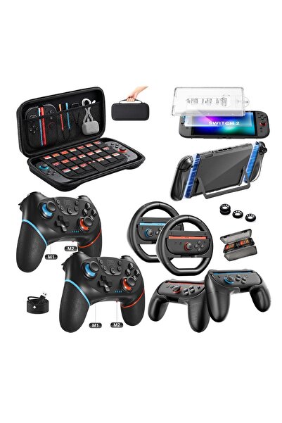 Generic Brand Set accesorii Switch 2 Pro 16 in1, Husa de transport, folie de ...