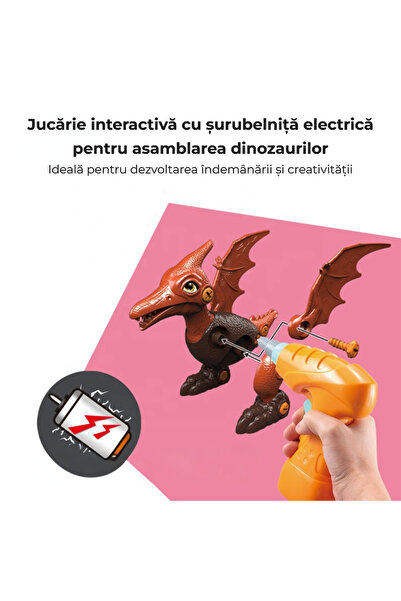 OEM Jucărie de construcție Dinozaur 3D cu bormașină, set STEM 262 piese, 7 - Pterodactyl & Brachiosaurus