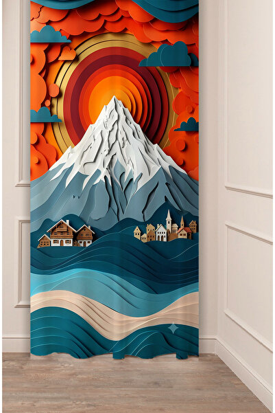 GREENDECOR Paper Art Aesthetics - Mountain Landscape Patterned Digital Printe...