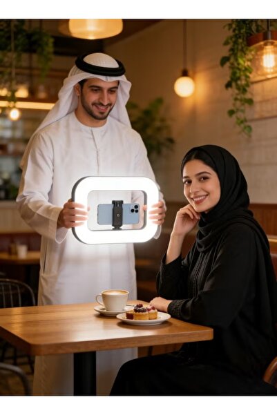 Al Masheel Store إضاءة دائرية مربعة للهواتف والكاميرات | قاعدة 1/4 بوصة متواف...