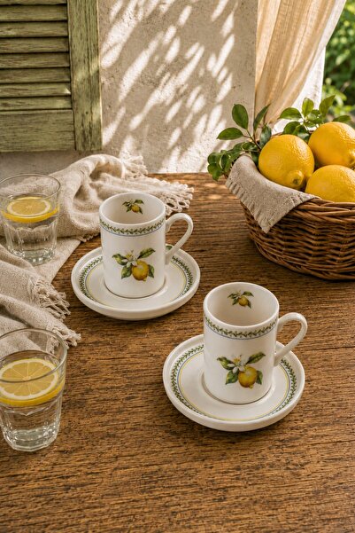 tabakevi Tabak Evi Porcelain Amalfi Coffee Cup Set 90Cc 4 Pieces for 2 People