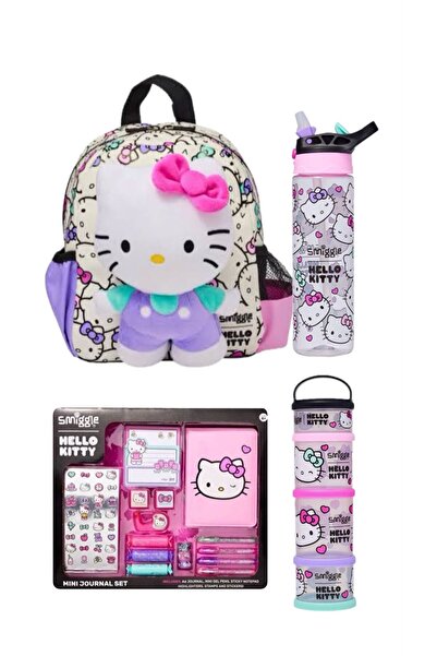 SMIGGLE Hellokity Çıkarılabilir Peluşlu Kreş Boy Çanta Set