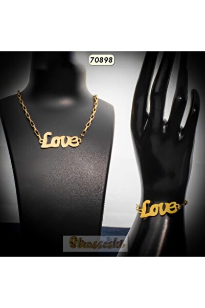 OEM Σετ αλυσίδα κολιέ 40+5 εκ. με στοιχείο  "Love " 2.2Χ4.2 εκ. και βραχιόλι ...