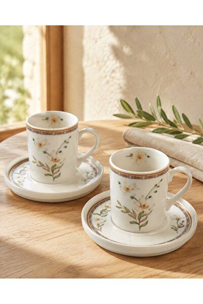 tabakevi Tabak Evi Porcelain Palma Coffee Cup Set 90Cc 4 Pieces for 2 People