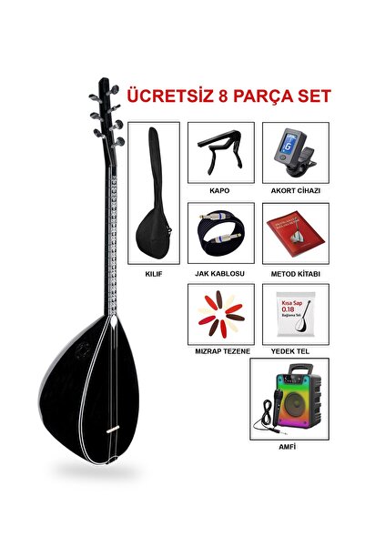 istanbul müzik tedarik Jak Girişli Amfili Kısa Sap Siyah İnci Saz El Yapımı B...