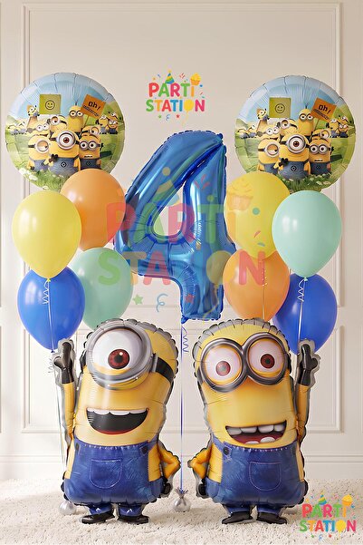 Parti Station Minions Balloon Set 13 Pieces 4 Years Old Minion Kevin and Mini...