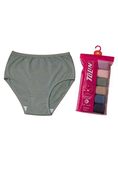 TOLIN Women's 6-Piece Cotton Lycra Towel Net Detailed High Waist Panties Set ...