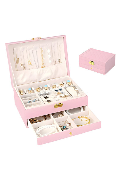 Teno ® Jewelry Box Organizer, 2 Compartments, Secret Compartment, 23 x 10 x 1...