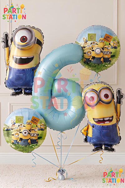 Parti Station Minions Balloon Set 5 Pieces 6 Years Old Minion Kevin and Minio...