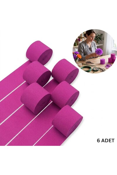 roco paper Fuchsia Ribbon Crapone Paper Roll, Flower Making, Party, Craft Dec...