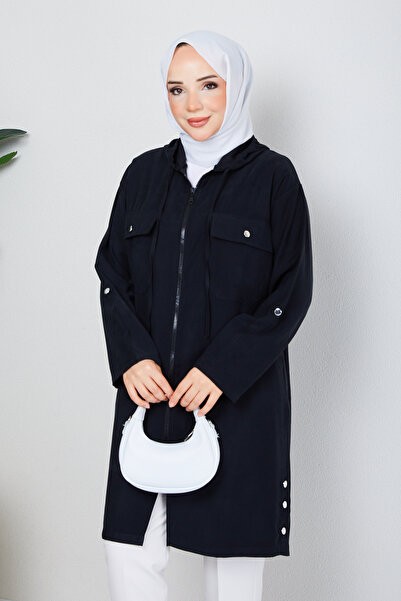 Pamuk Butik Women's Diagonal Side Buttoned Wear-Go Cap with Chest Pocket