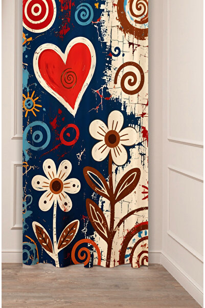 GREENDECOR Retro Flowers and Heart Motifs Artistic Digital Printed Background...