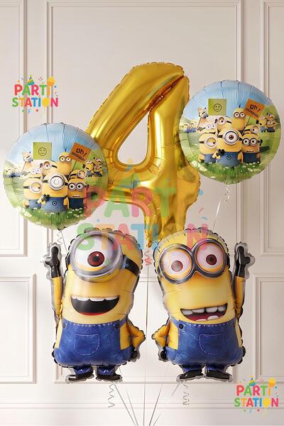 Parti Station Minions Balloon Set 5 Pieces 4 Years Old Minion Kevin and Minio...