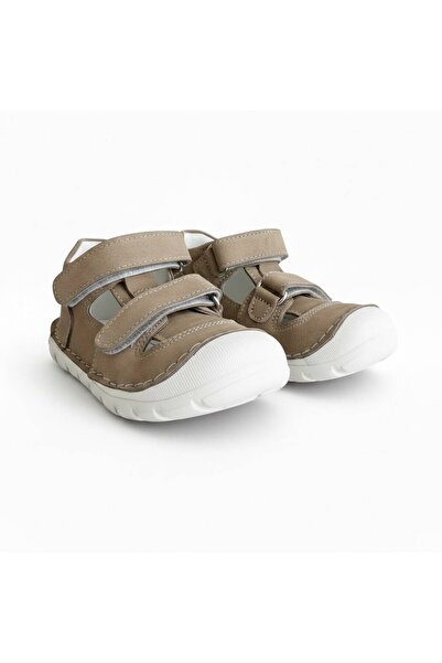 Aslı Türkoğlu Baby Boy Beige Leather Sandals - Orthopedic First Step Shoes wi...