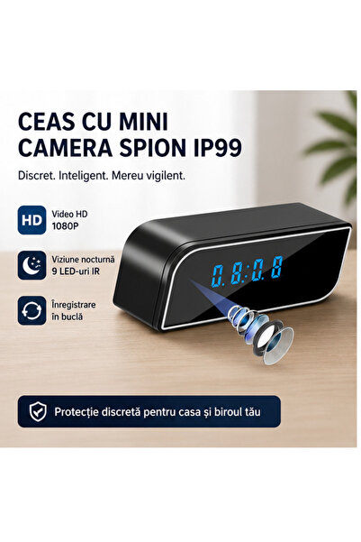 OEM Bedside Alarm Clock with WiFi Camera Full HD 1080p, Mobile App (RO-V05)