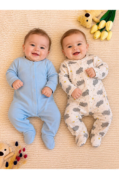 VANİLLİA Organic 100% Cotton Printed Piece Romper Set Newborn Set 0-3/3-6 Months