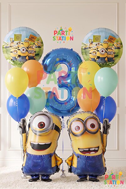Parti Station Minions Balloon Set 13 Pieces 3 Years Old Minion Kevin and Mini...