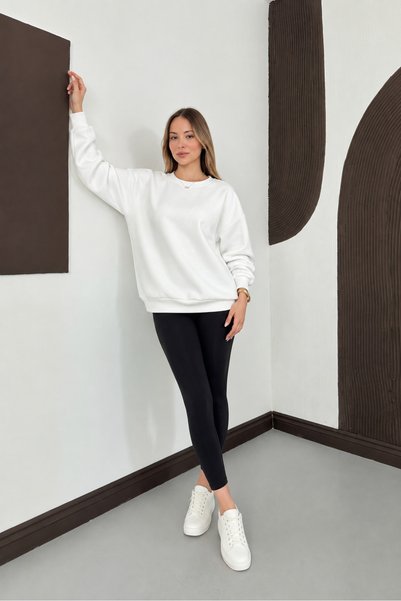 ESADE Women's Crew Neck Comfortable Wool Blend 2Nd Product 1 Tl White Sweatshirt