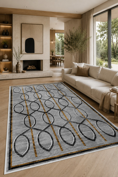 Lüks Salon Halısı Makinede Yıkanabilir Kaymaz Taban Halı