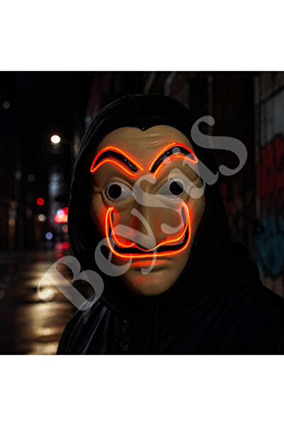 BeySüS Cadılar Bayramı Işıklı Papel Maske Kırmızı