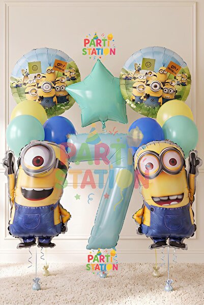 Parti Station Minions Balloon Set 12 Pieces 7 Years Old Minion Kevin and Mini...