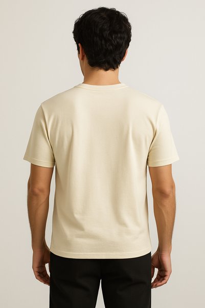 JUSTEVER Tricou bărbătesc 100% bumbac, croială oversize, guler rotund, bej - ...