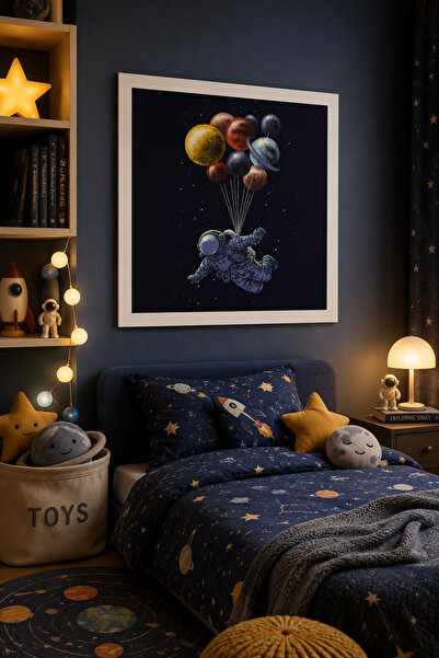 JHAAR Svemir - Astronaut - Moderna slika u MDF okviru sa temom planete