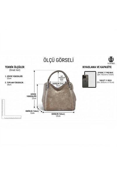 VOSTRO Italian Design 100% Genuine Leather Women's Hand and Shoulder Bag - Handcrafted Italian Style Crossbody Model